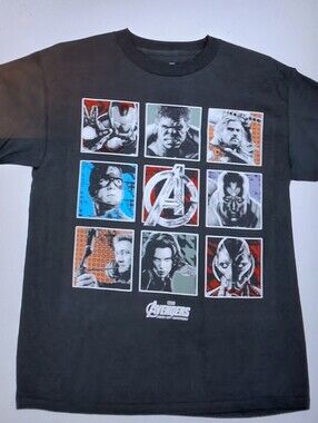 Marvel Avengers Graphic T Shirt 2X Black Comic Character Panel Tee